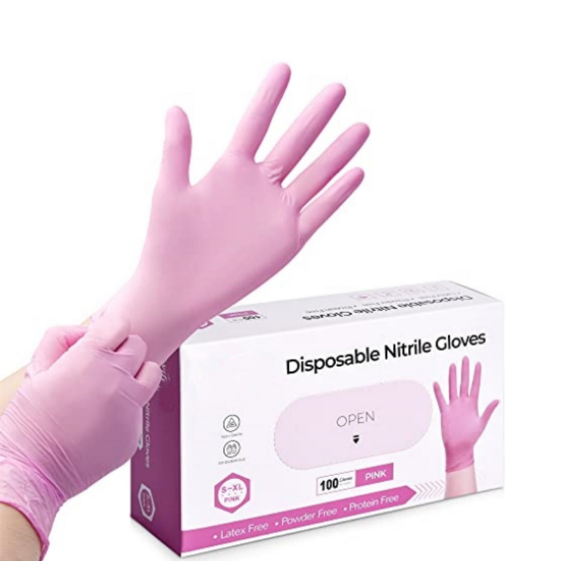Garden Gloves - Pembe nitril tek kullanımlık eldivenler ev