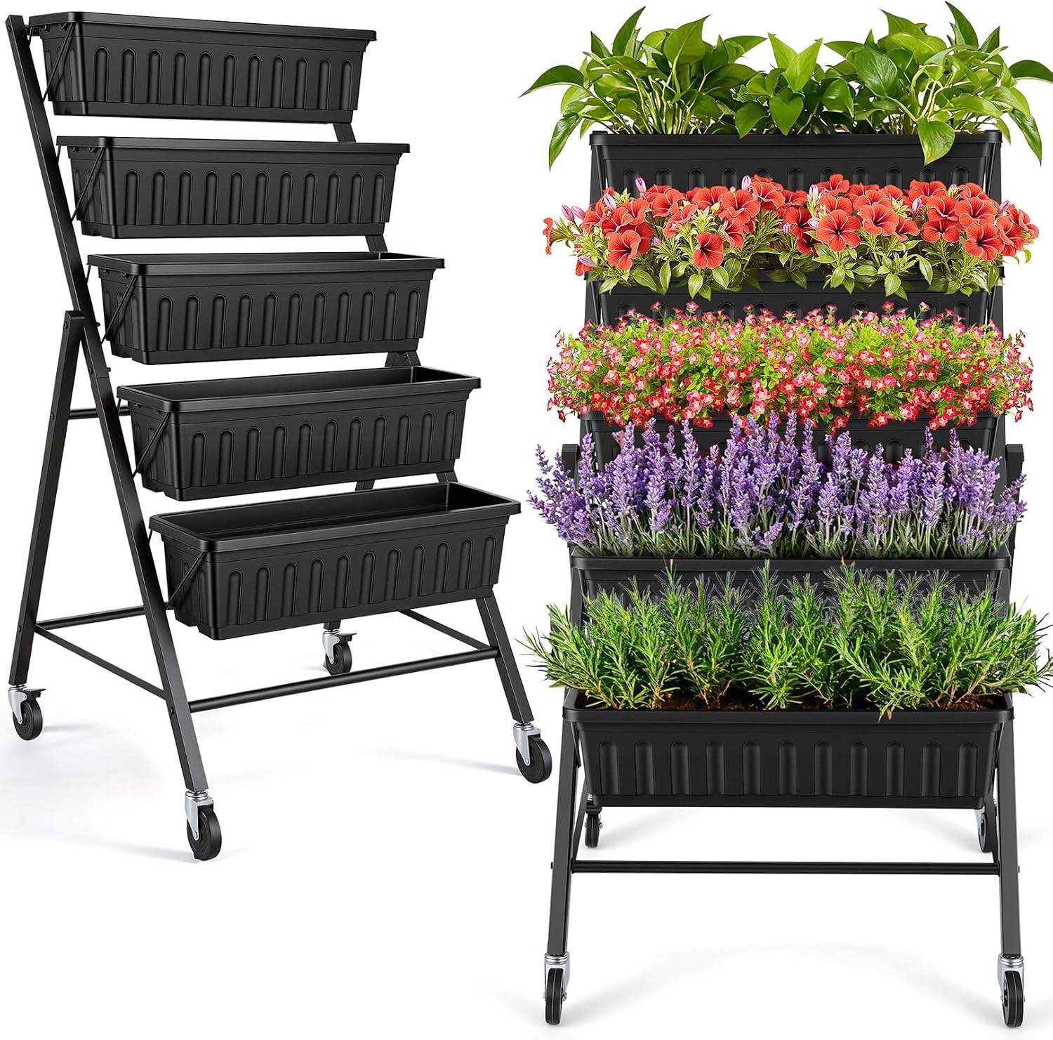 Indoor Herb Garden - Tekerlekli Dikey Yükseltilmiş Bahçe Yatağı, 5