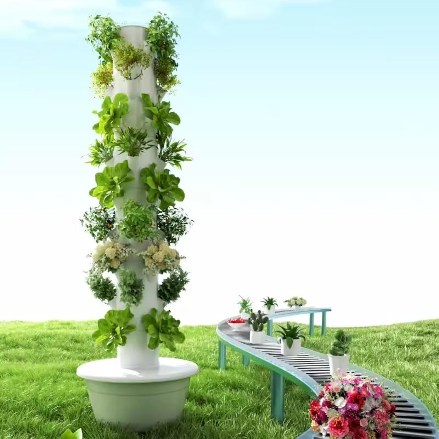 Vertical Planter - Dikey Hidroponik Yetiştirme Kulesi Aeroponik Kule